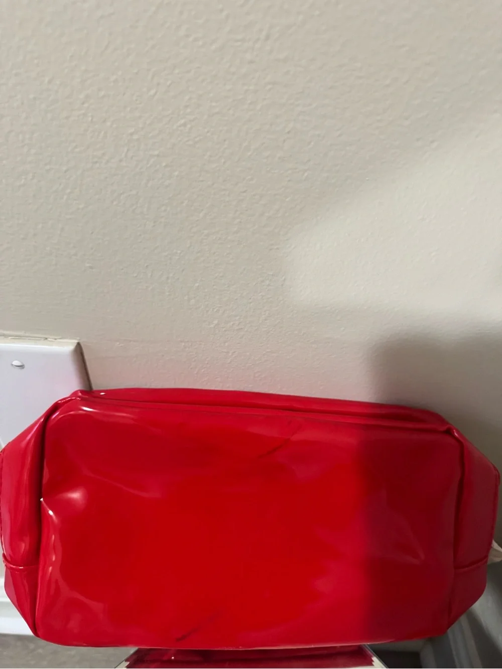 Christian Lacroix Rouge Red Patent Cosmetic Makeup Bag Travel Pouch for Avon